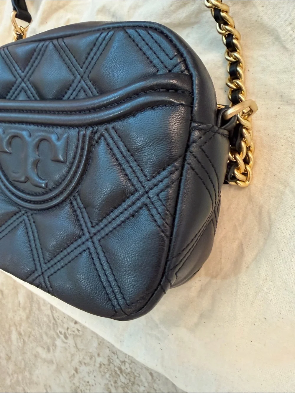 Tory Burch Black Quilted Leather Chain Strap Crossbody